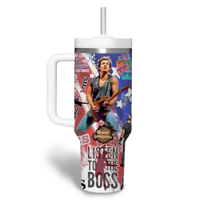 Bruce Springsteen Music Custom Stanley Quencher 40Oz Stainless Steel Tumbler With Handle - Image 2