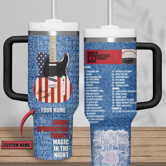 Bruce Springsteen Music Custom Stanley Quencher 40Oz Stainless Steel Tumbler With Handle - Image 2
