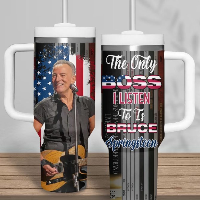 Bruce Springsteen Music Custom Stanley Quencher 40Oz Stainless Steel Tumbler With Handle - Image 2