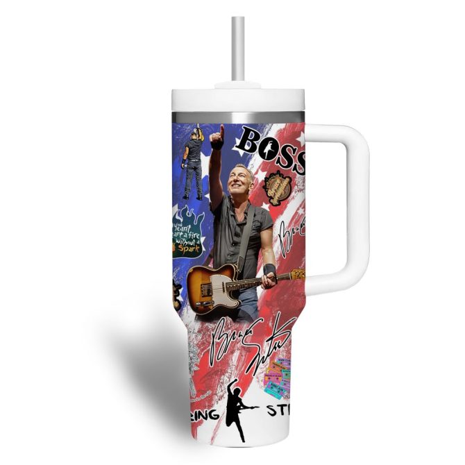 Bruce Springsteen Music Custom Stanley Quencher 40Oz Stainless Steel Tumbler With Handle - Image 3
