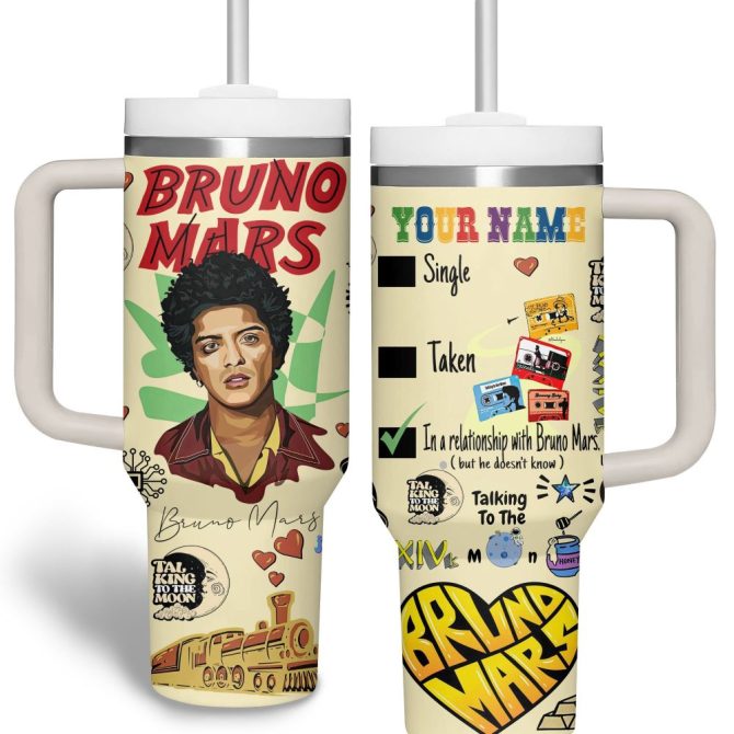 Bruno Mars Music Custom Stanley Quencher 40Oz Stainless Steel Tumbler - Image 2