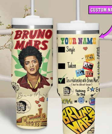 Bruno Mars Music Custom Stanley Quencher 40Oz Stainless Steel Tumbler
