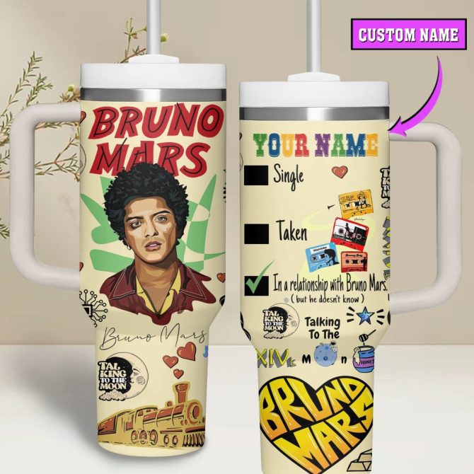 Bruno Mars Music Custom Stanley Quencher 40Oz Stainless Steel Tumbler