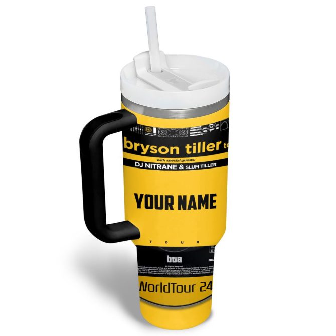 Bryson Tiller Music Custom Stanley Quencher 40Oz Stainless Steel Tumbler - Image 4