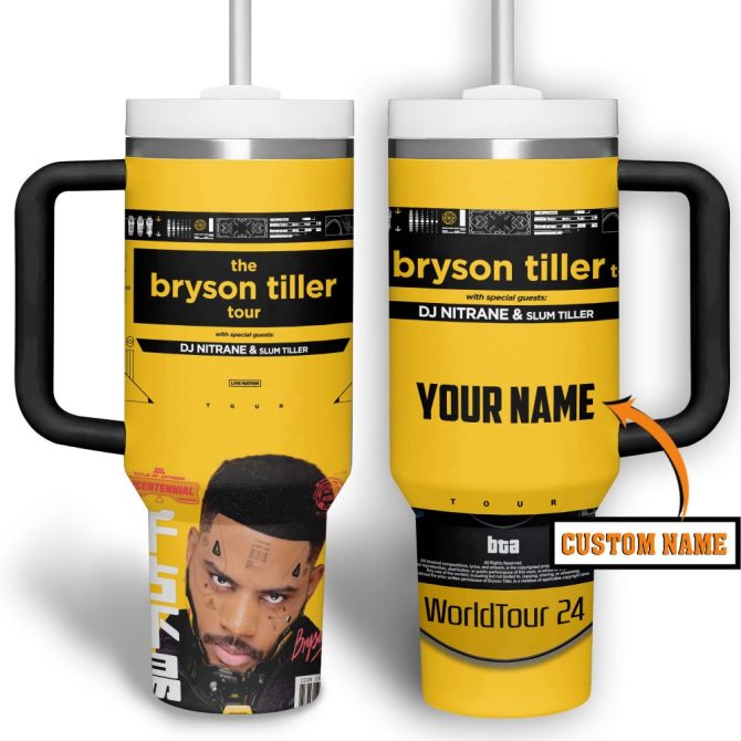 Bryson Tiller Music Custom Stanley Quencher 40Oz Stainless Steel Tumbler - Image 2