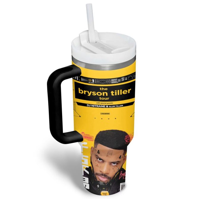Bryson Tiller Music Custom Stanley Quencher 40Oz Stainless Steel Tumbler - Image 3