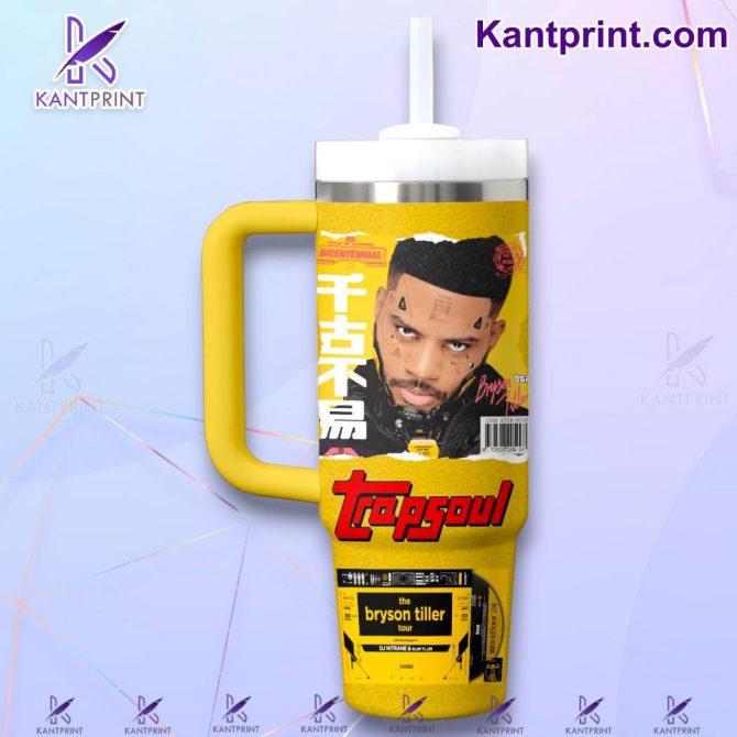 Bryson Tiller Music Custom Stanley Quencher 40Oz Stainless Steel Tumbler With Handle - Image 3