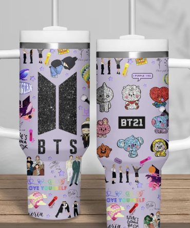 Bts Music Custom Stanley Quencher 40Oz Stainless Steel Tumbler