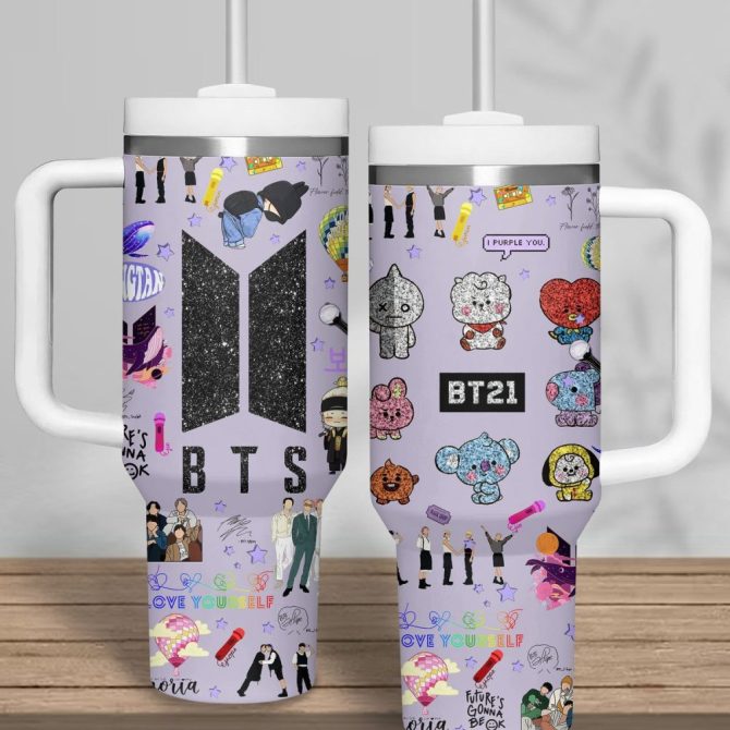 Bts Music Custom Stanley Quencher 40Oz Stainless Steel Tumbler