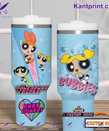 Bubbles The Powerpuff Girls Cartoon Custom Stanley Quencher 40Oz Stainless Steel