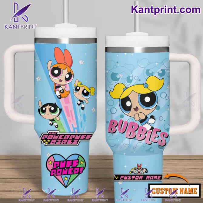 Bubbles The Powerpuff Girls Cartoon Custom Stanley Quencher 40Oz Stainless Steel