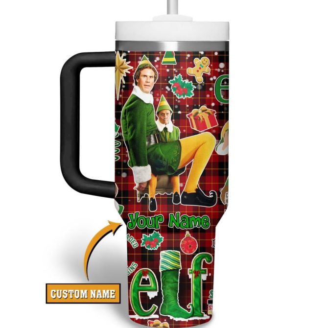 Buddy Elf Movies Custom Stanley Quencher 40Oz Stainless Steel Tumbler With Handle - Image 2