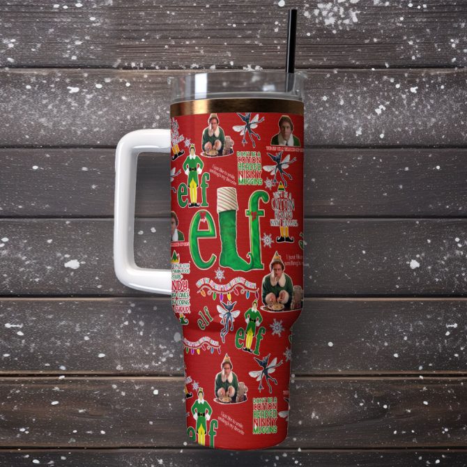 Buddy Elf Movies Custom Stanley Quencher 40Oz Stainless Steel Tumbler With Handle - Image 2