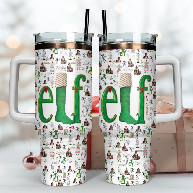 Buddy Elf Movies Custom Stanley Quencher 40Oz Stainless Steel Tumbler With Handle - Image 4