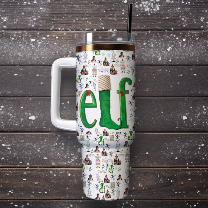 Buddy Elf Movies Custom Stanley Quencher 40Oz Stainless Steel Tumbler With Handle - Image 2