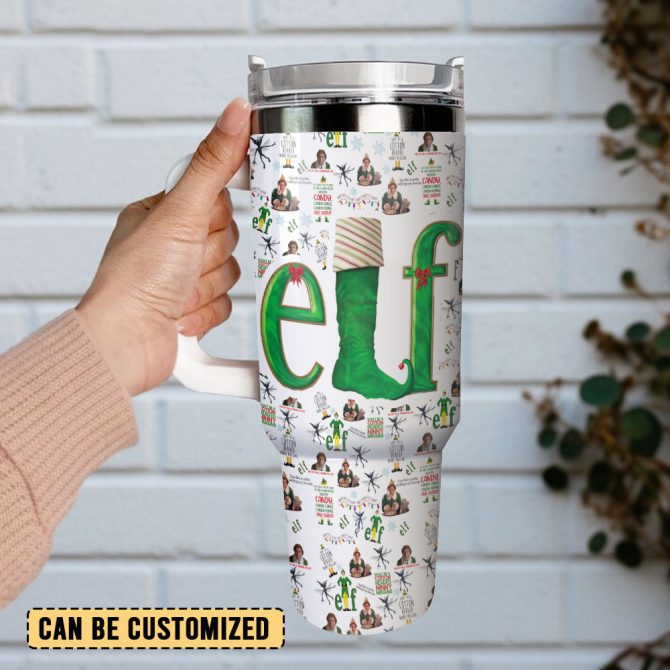 Buddy Elf Movies Custom Stanley Quencher 40Oz Stainless Steel Tumbler With Handle - Image 3