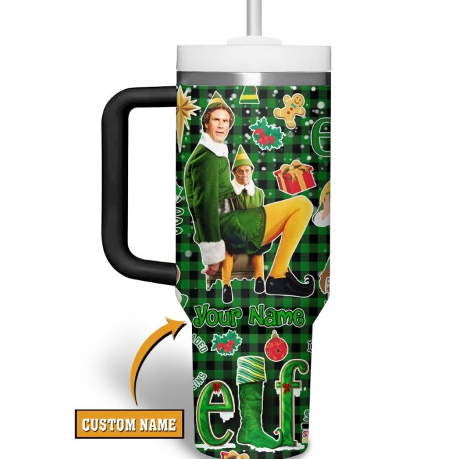 Buddy Elf Movies Custom Stanley Quencher 40Oz Stainless Steel Tumbler With Handle - Image 2