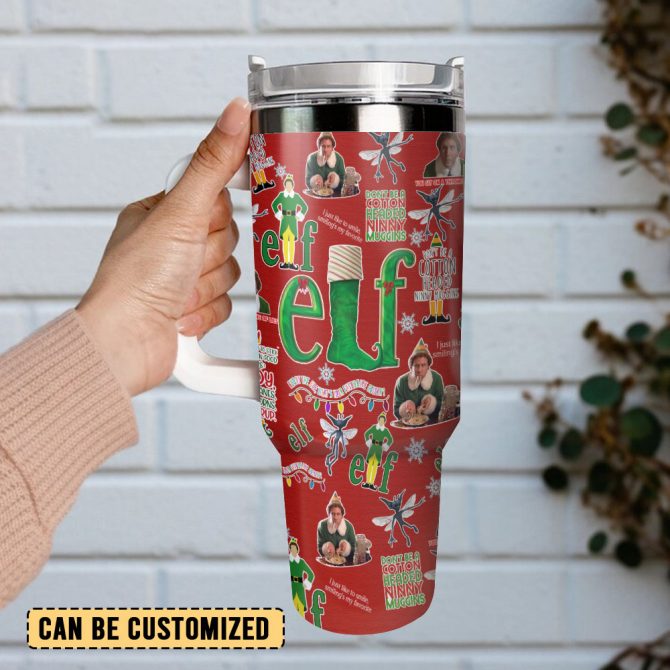 Buddy Elf Movies Custom Stanley Quencher 40Oz Stainless Steel Tumbler With Handle - Image 3
