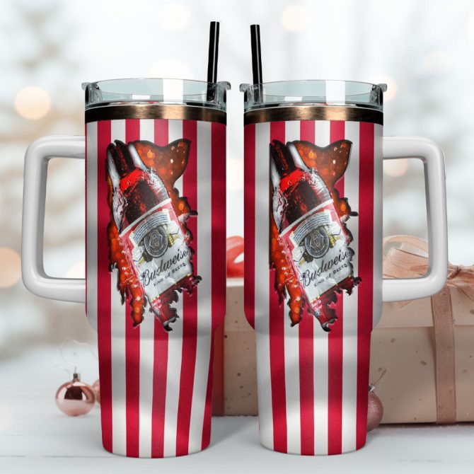 Budweiser King Of Beer Custom Stanley Quencher 40Oz Stainless Steel Tumbler With Handle - Image 4