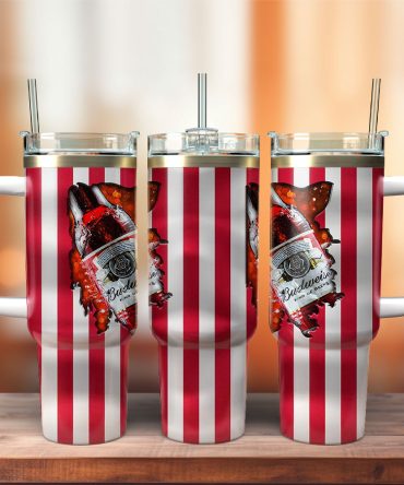Budweiser King Of Beer Custom Stanley Quencher 40Oz Stainless Steel Tumbler With Handle
