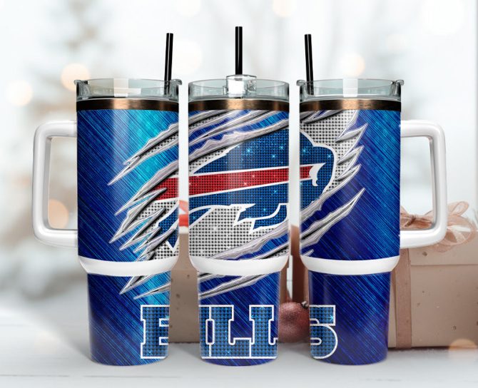 Buffalo Bills Nfl Custom Stanley Quencher 40Oz Stainless Steel Tumbler With Handle