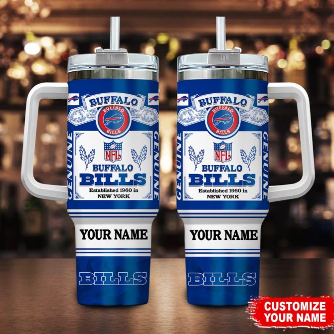 Buffalo Bills Nfl Custom Stanley Quencher 40Oz Stainless Steel Tumbler With Handle