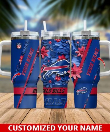 Buffalo Bills Nfl Custom Stanley Quencher 40Oz Stainless Steel Tumbler With Handle