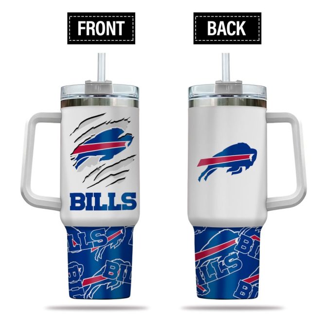 Buffalo Bills Nfl Custom Stanley Quencher 40Oz Stainless Steel Tumbler With Handle