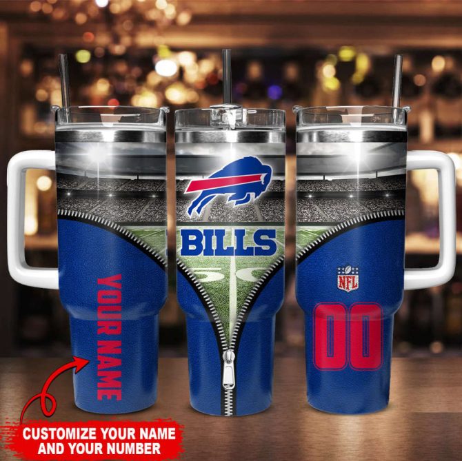 Buffalo Bills Nfl Custom Stanley Quencher 40Oz Stainless Steel Tumbler With Handle - Image 2