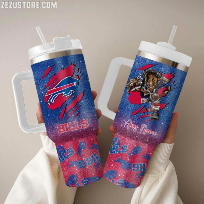 Buffalo Bills Nfl Custom Stanley Quencher 40Oz Stainless Steel Tumbler With Handle