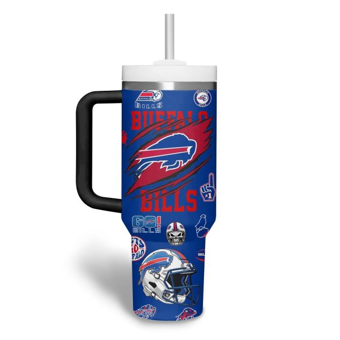 Buffalo Bills Nfl Custom Stanley Quencher 40Oz Stainless Steel Tumbler With Handle - Image 2