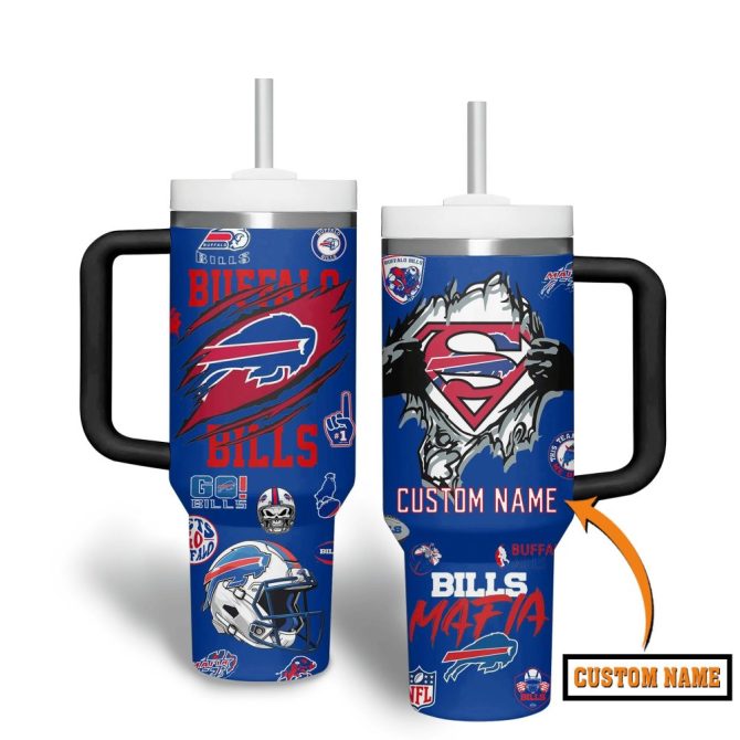 Buffalo Bills Nfl Custom Stanley Quencher 40Oz Stainless Steel Tumbler With Handle
