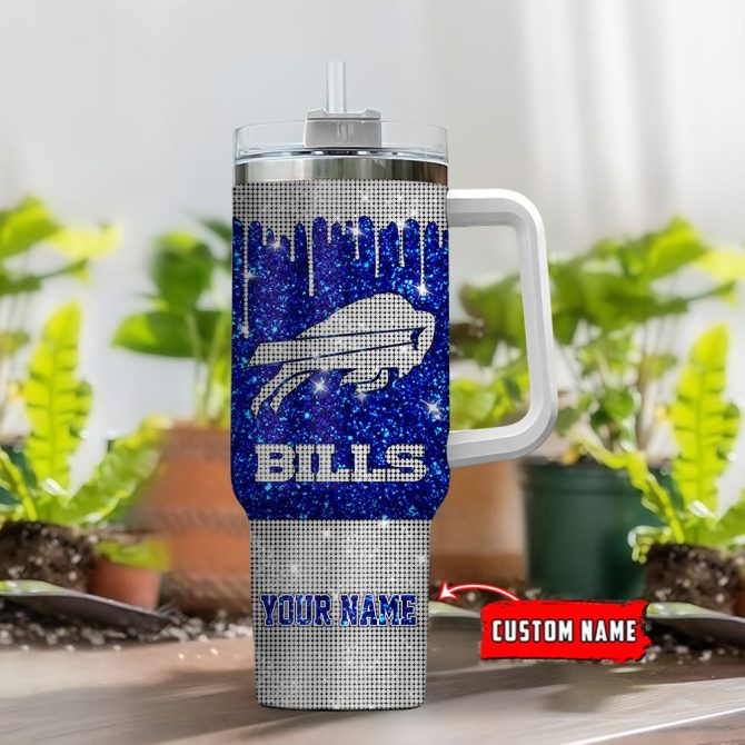 Buffalo Bills Nfl Glitter Custom Stanley Quencher 40Oz Stainless Steel Tumbler With Handle - Image 2