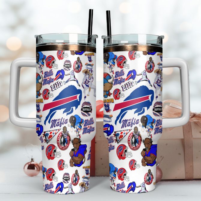 Buffalo Bills Nfl Sports Custom Stanley Quencher 40Oz Stainless Steel Tumbler With Handle - Image 4