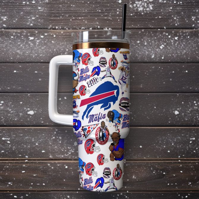 Buffalo Bills Nfl Sports Custom Stanley Quencher 40Oz Stainless Steel Tumbler With Handle - Image 2