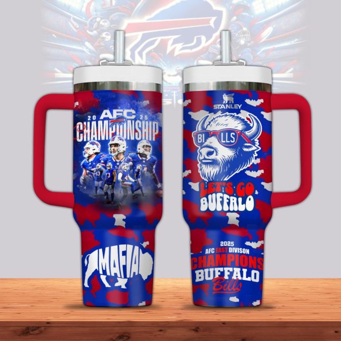 Buffalo Bills Nfl Sports Custom Stanley Quencher 40Oz Stainless Steel Tumbler With Handle