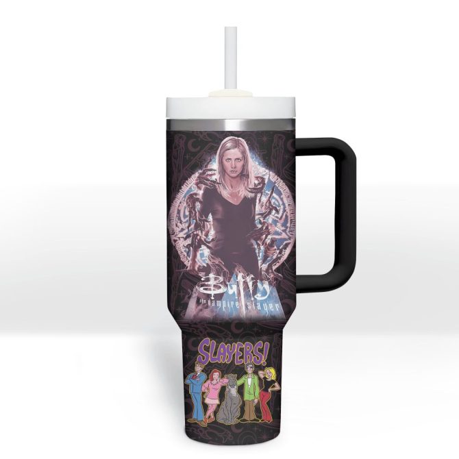 Buffy The Vampire Slayer Movies Custom Stanley Quencher 40Oz Stainless Steel Tumbler With Handle - Image 3