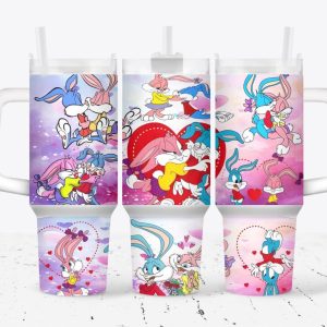 Bugs And Lola Bunny Valentines Gift Looney Tunes Cartoon Custom Stanley Quencher 40Oz Stainless Steel Tumbler With Handle