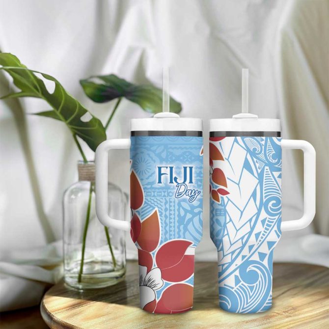 Bula Fiji Day Tagimaucia On Masi Turquoise Custom Stanley Quencher 40Oz Stainless Steel Tumbler With Handle - Image 9