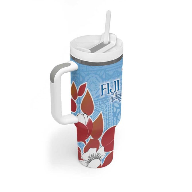 Bula Fiji Day Tagimaucia On Masi Turquoise Custom Stanley Quencher 40Oz Stainless Steel Tumbler With Handle - Image 2