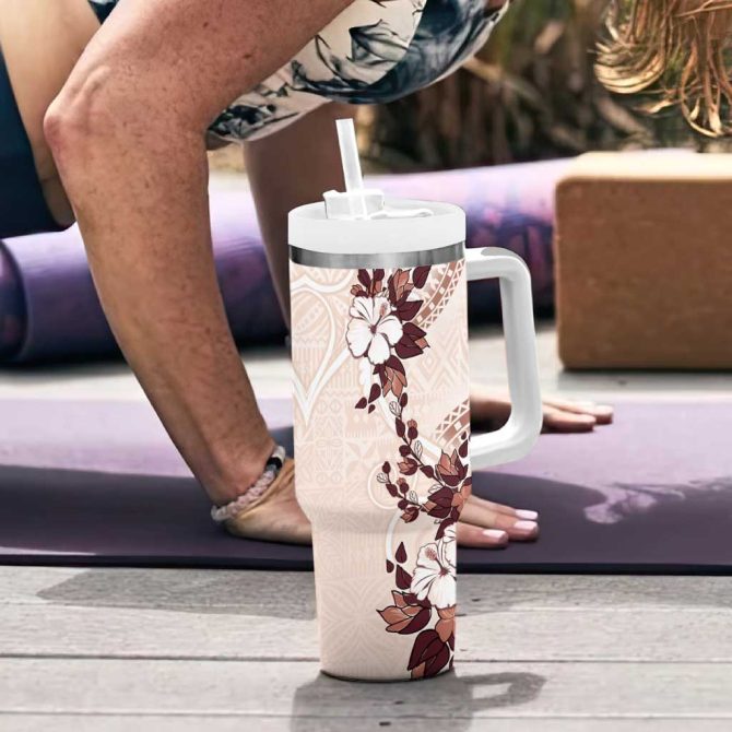 Bula Fiji Language Week Fijian Tapa With Tagimoucia Flower Custom Stanley Quencher 40Oz Stainless Steel Tumbler With Handle - Image 6