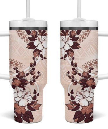 Bula Fiji Language Week Fijian Tapa With Tagimoucia Flower Custom Stanley Quencher 40Oz Stainless Steel Tumbler With Handle