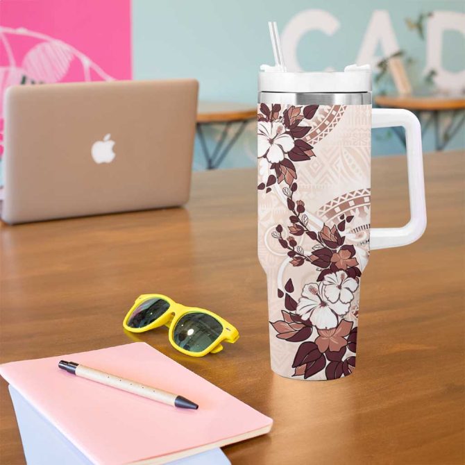 Bula Fiji Language Week Fijian Tapa With Tagimoucia Flower Custom Stanley Quencher 40Oz Stainless Steel Tumbler With Handle - Image 5