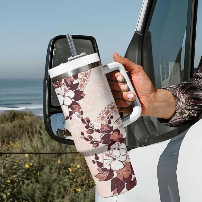 Bula Fiji Language Week Fijian Tapa With Tagimoucia Flower Custom Stanley Quencher 40Oz Stainless Steel Tumbler With Handle - Image 7