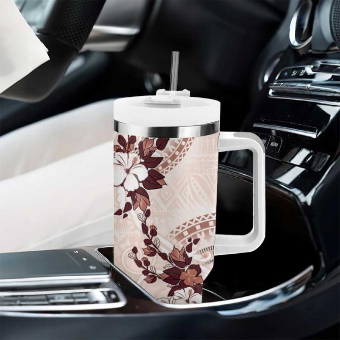 Bula Fiji Language Week Fijian Tapa With Tagimoucia Flower Custom Stanley Quencher 40Oz Stainless Steel Tumbler With Handle - Image 8