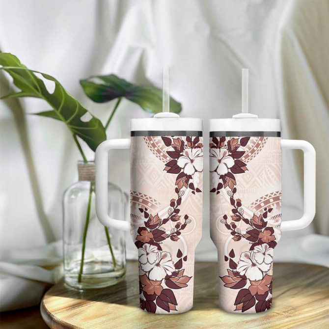 Bula Fiji Language Week Fijian Tapa With Tagimoucia Flower Custom Stanley Quencher 40Oz Stainless Steel Tumbler With Handle - Image 9