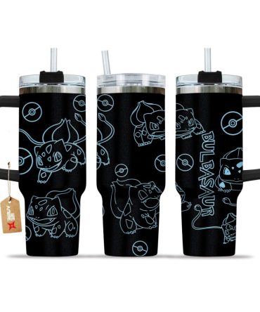 Bulbasaur Pokemon Anime Custom Stanley Quencher 40Oz Stainless Steel Tumbler