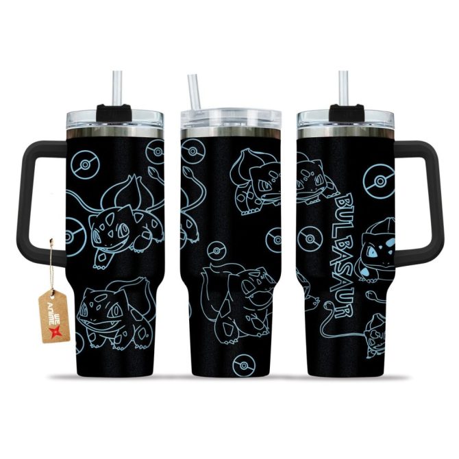 Bulbasaur Pokemon Anime Custom Stanley Quencher 40Oz Stainless Steel Tumbler