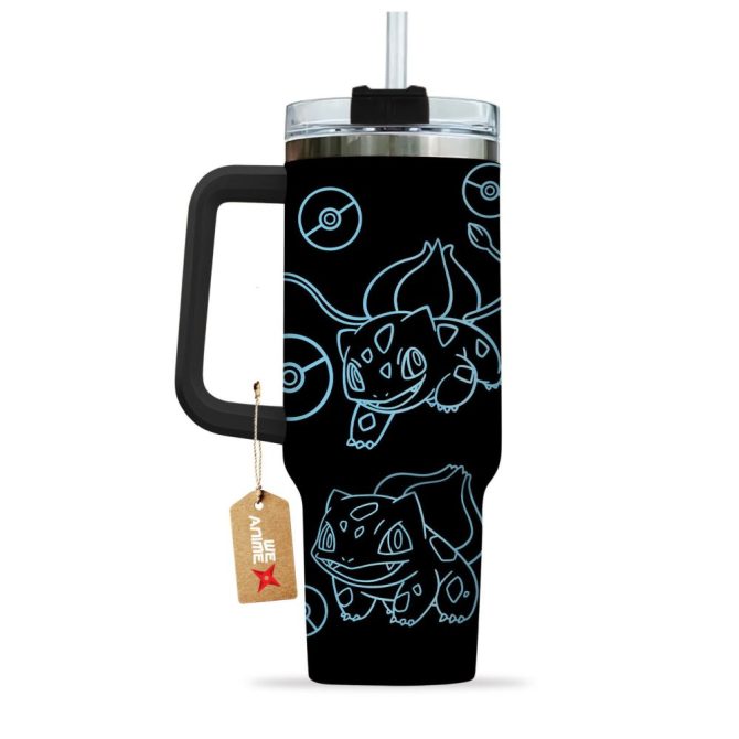 Bulbasaur Pokemon Anime Custom Stanley Quencher 40Oz Stainless Steel Tumbler - Image 4