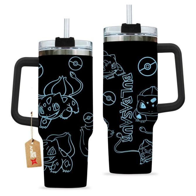 Bulbasaur Pokemon Anime Custom Stanley Quencher 40Oz Stainless Steel Tumbler - Image 2